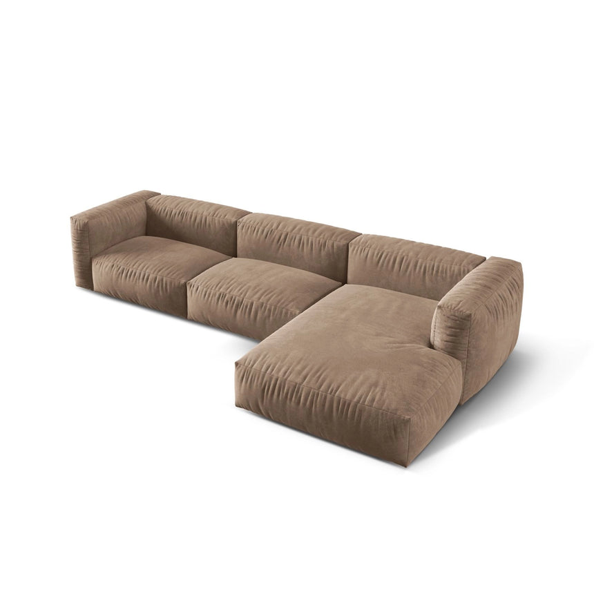 Martina modulares Ecksofa, Rechte Seite, Sitztiefe 76 cm, aus Samt in Dunkelbeige (Vogue 3), 330x176 cm von Micadoni – Bild 4