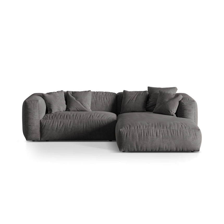 Martina modulares Ecksofa, Rechte Seite, Sitztiefe 76 cm, aus Samt in Grau (Vogue 15), 280x176 cm von Micadoni – Bild 1