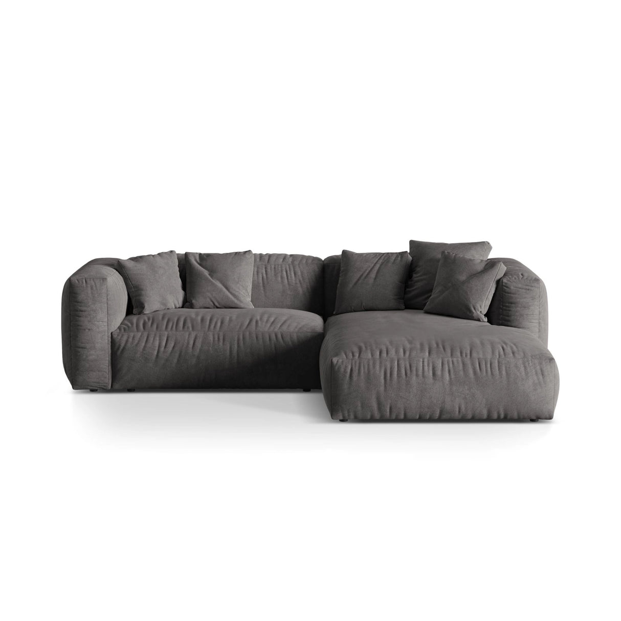 Martina modulares Ecksofa, Rechte Seite, Sitztiefe 76 cm, aus Samt in Grau (Vogue 15), 280x176 cm von Micadoni – Bild 1