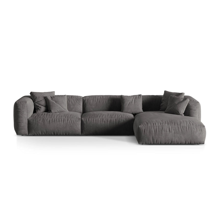 Martina modulares Ecksofa, Rechte Seite, Sitztiefe 76 cm, aus Samt in Grau (Vogue 15), 330x176 cm von Micadoni – Bild 1