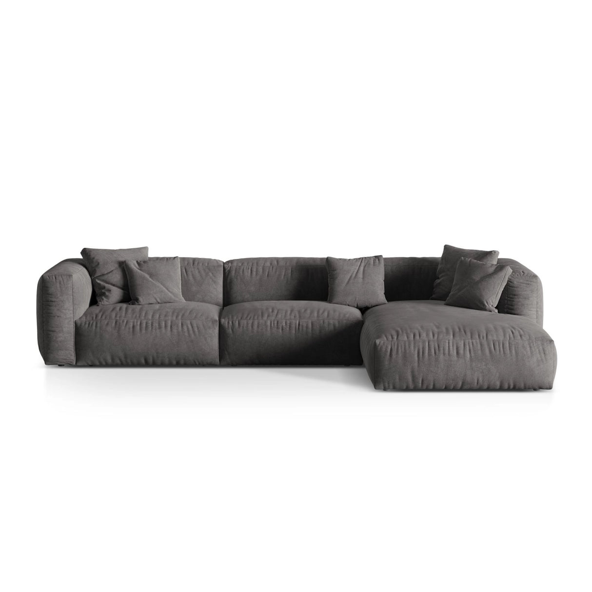 Martina modulares Ecksofa, Rechte Seite, Sitztiefe 76 cm, aus Samt in Grau (Vogue 15), 330x176 cm von Micadoni – Bild 1