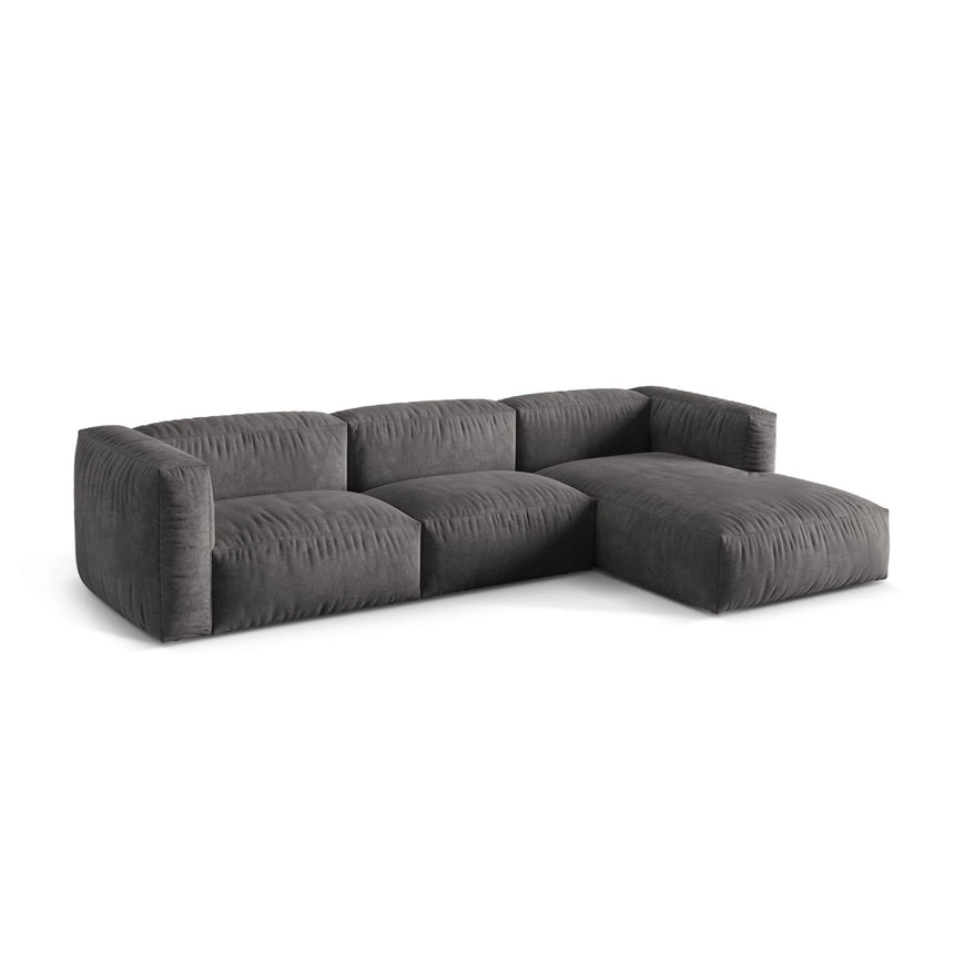 Martina modulares Ecksofa, Rechte Seite, Sitztiefe 76 cm, aus Samt in Grau (Vogue 15), 330x176 cm von Micadoni – Bild 3