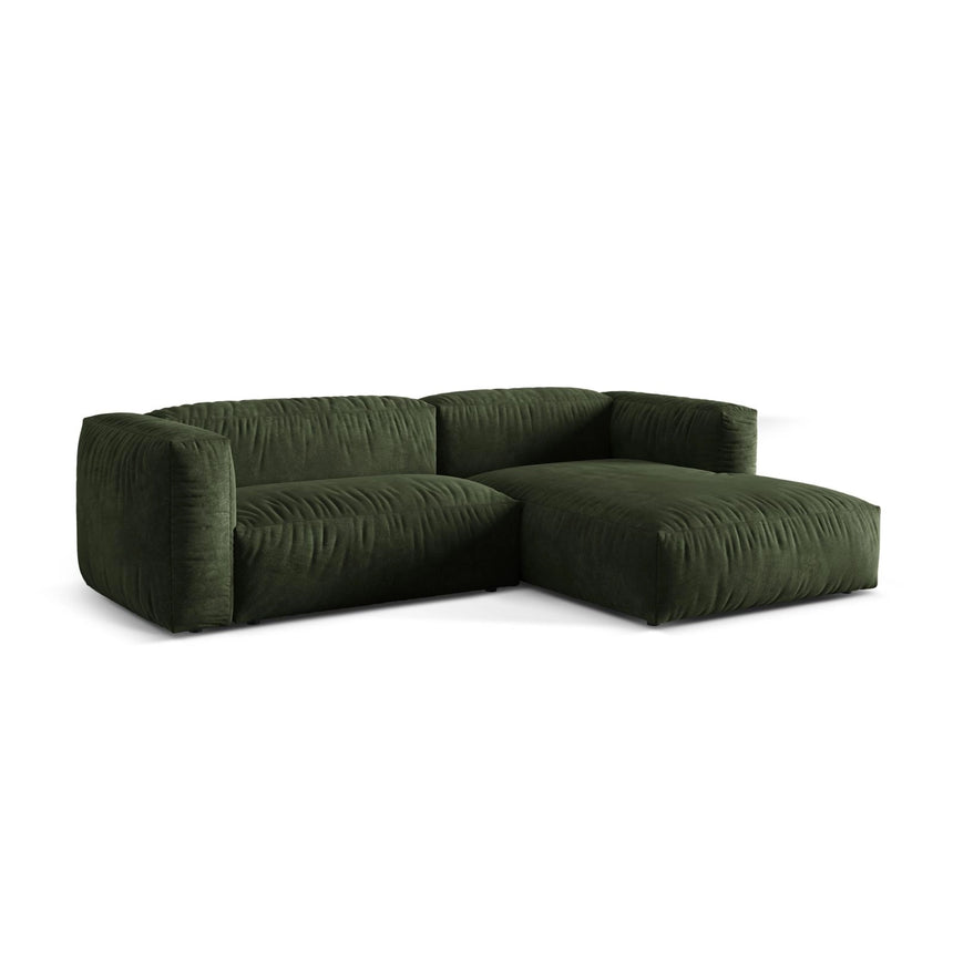 Martina modulares Ecksofa, Rechte Seite, Sitztiefe 76 cm, aus Samt in Grün (Vogue 11), 280x176 cm von Micadoni – Bild 3