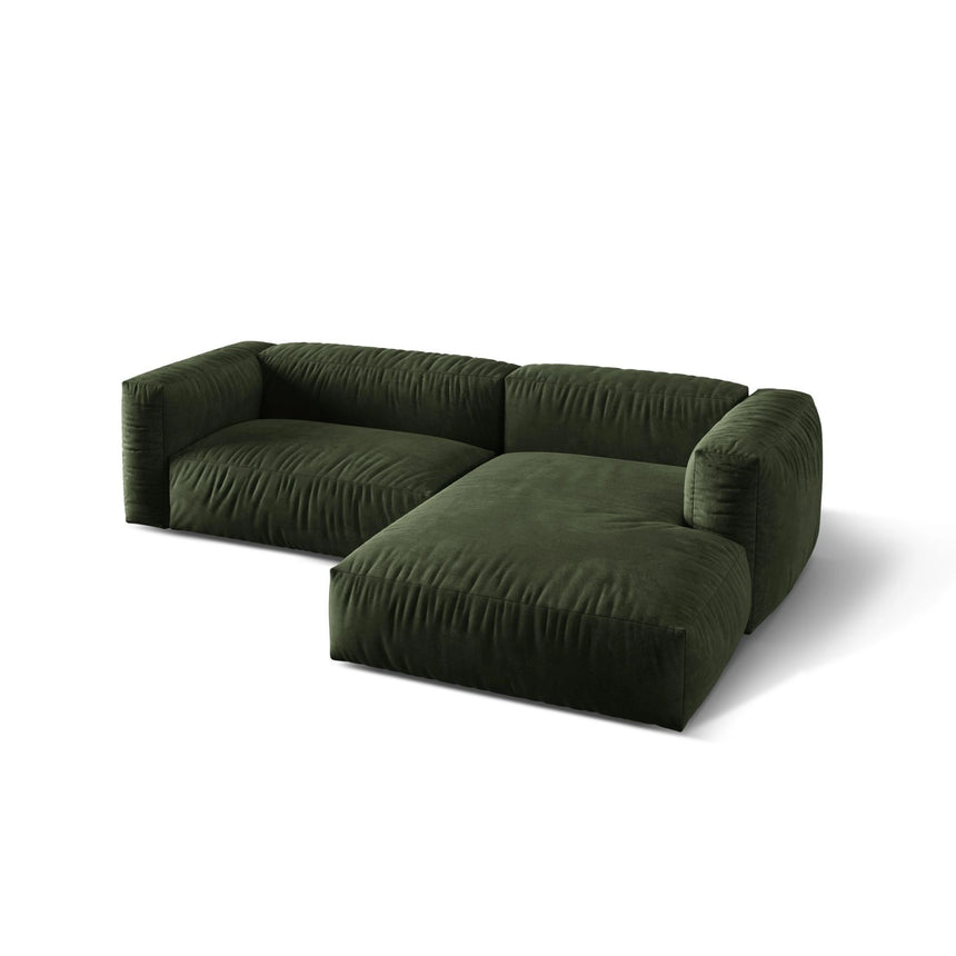 Martina modulares Ecksofa, Rechte Seite, Sitztiefe 76 cm, aus Samt in Grün (Vogue 11), 280x176 cm von Micadoni – Bild 4