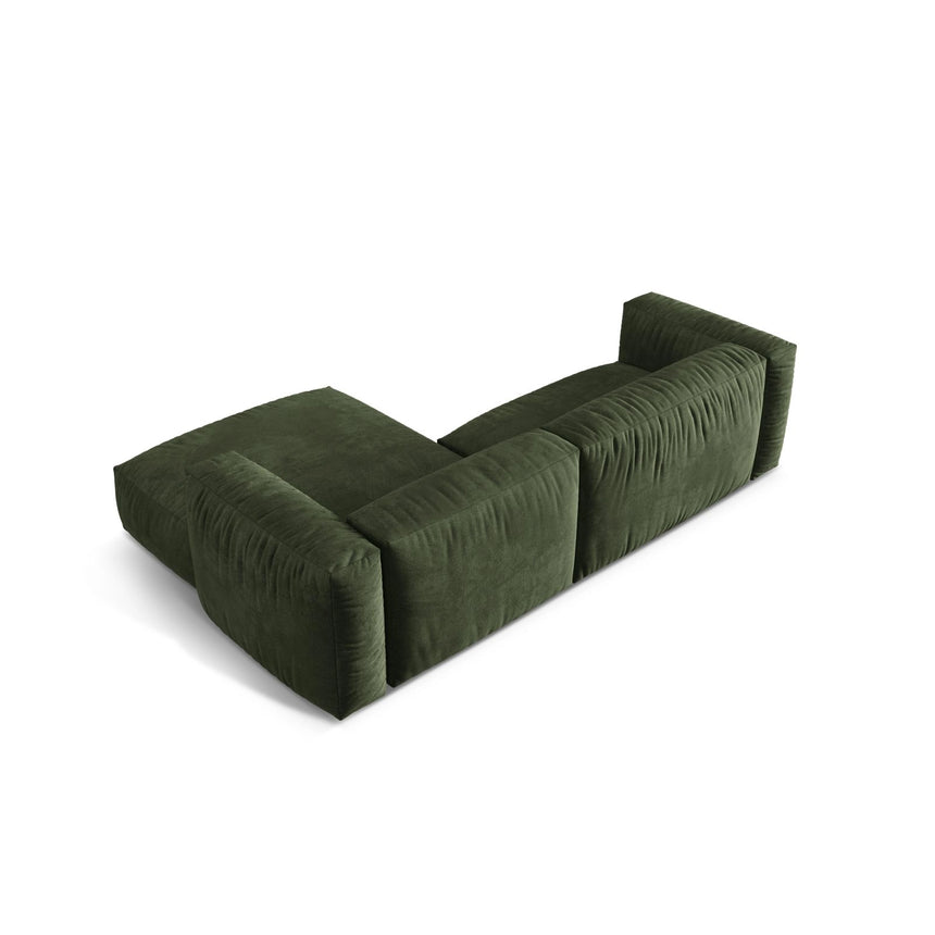 Martina modulares Ecksofa, Rechte Seite, Sitztiefe 76 cm, aus Samt in Grün (Vogue 11), 280x176 cm von Micadoni – Bild 5
