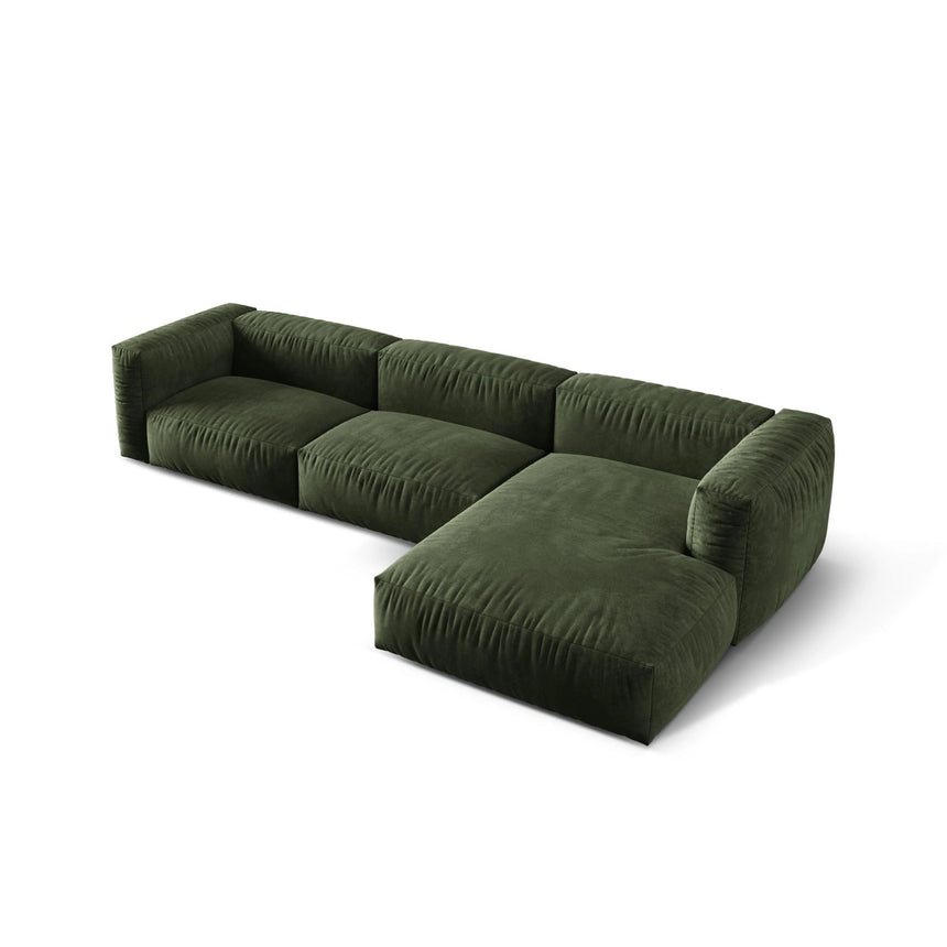 Martina modulares Ecksofa, Rechte Seite, Sitztiefe 76 cm, aus Samt in Grün (Vogue 11), 330x176 cm von Micadoni – Bild 4