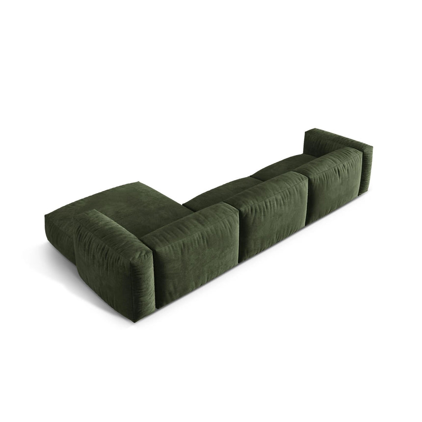 Martina modulares Ecksofa, Rechte Seite, Sitztiefe 76 cm, aus Samt in Grün (Vogue 11), 330x176 cm von Micadoni – Bild 5