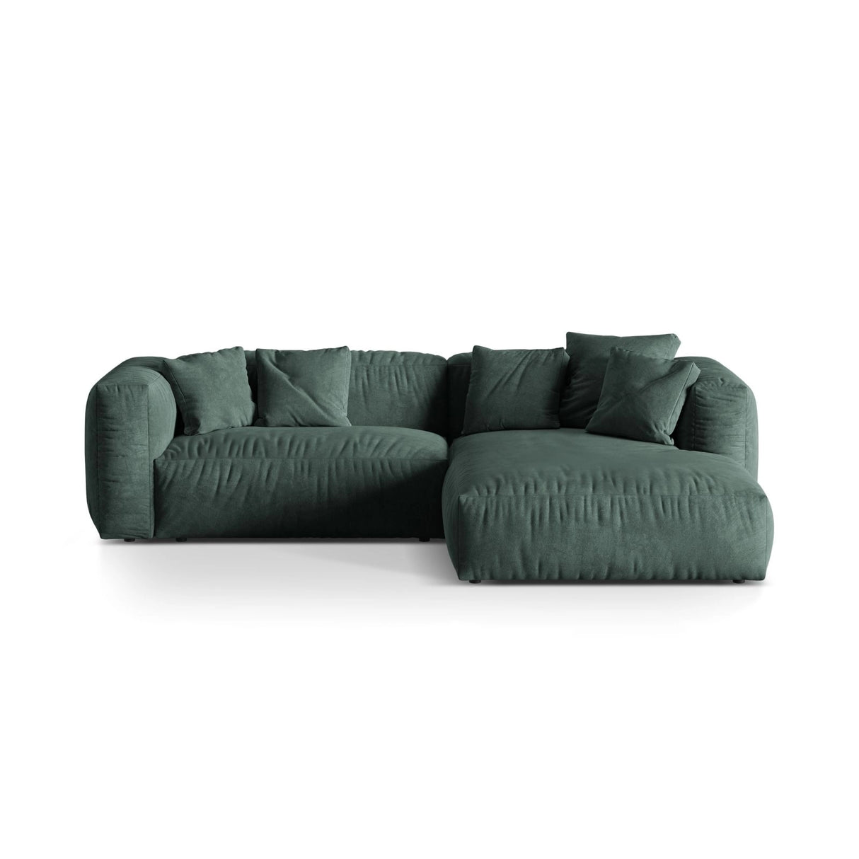 Martina modulares Ecksofa, Rechte Seite, Sitztiefe 76 cm, aus Samt in Petrol (Vogue 12), 280x176 cm von Micadoni – Bild 1