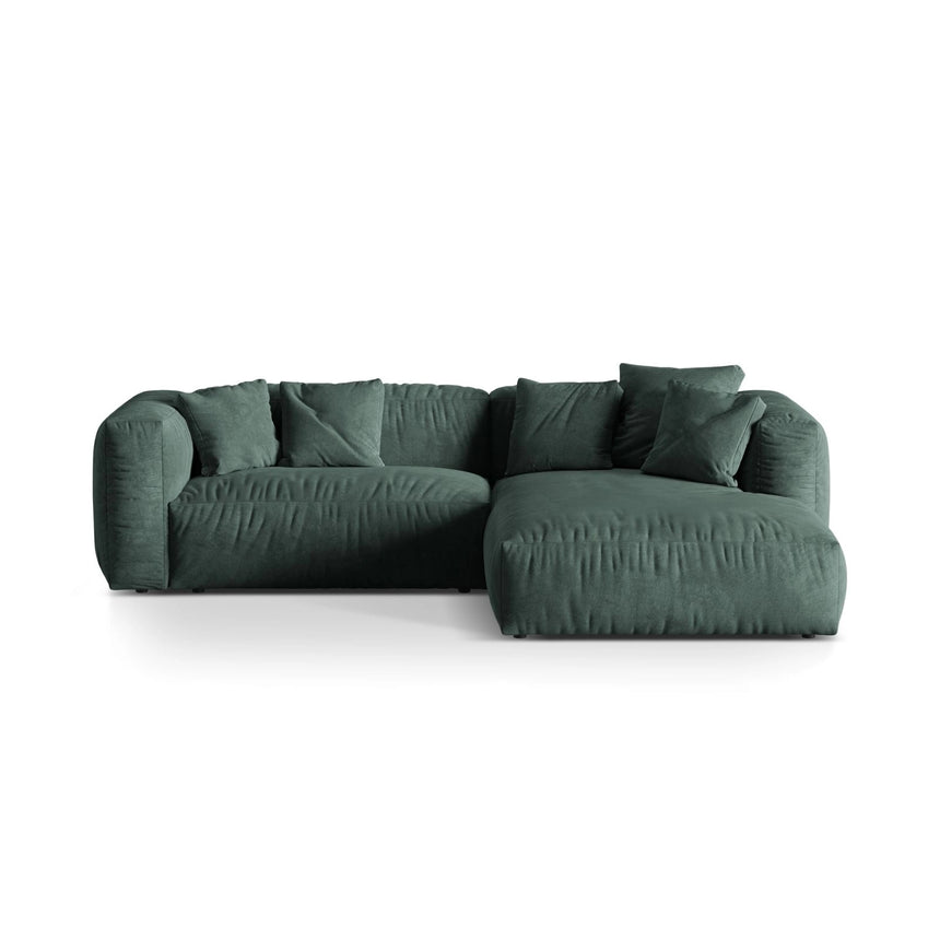 Martina modulares Ecksofa, Rechte Seite, Sitztiefe 76 cm, aus Samt in Petrol (Vogue 12), 280x176 cm von Micadoni – Bild 1