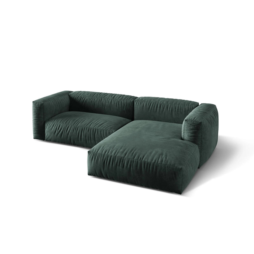 Martina modulares Ecksofa, Rechte Seite, Sitztiefe 76 cm, aus Samt in Petrol (Vogue 12), 280x176 cm von Micadoni – Bild 4