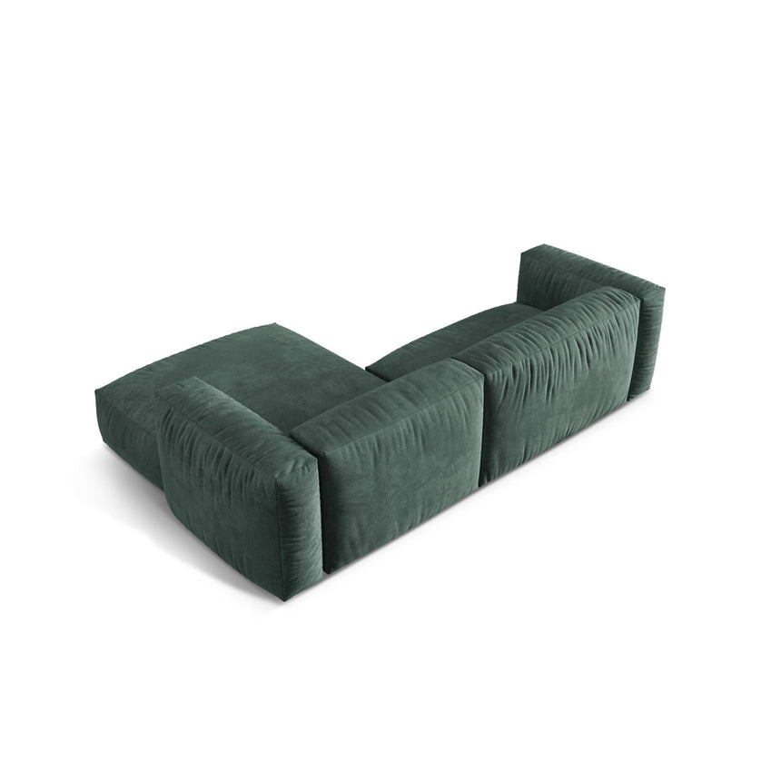 Martina modulares Ecksofa, Rechte Seite, Sitztiefe 76 cm, aus Samt in Petrol (Vogue 12), 280x176 cm von Micadoni – Bild 5