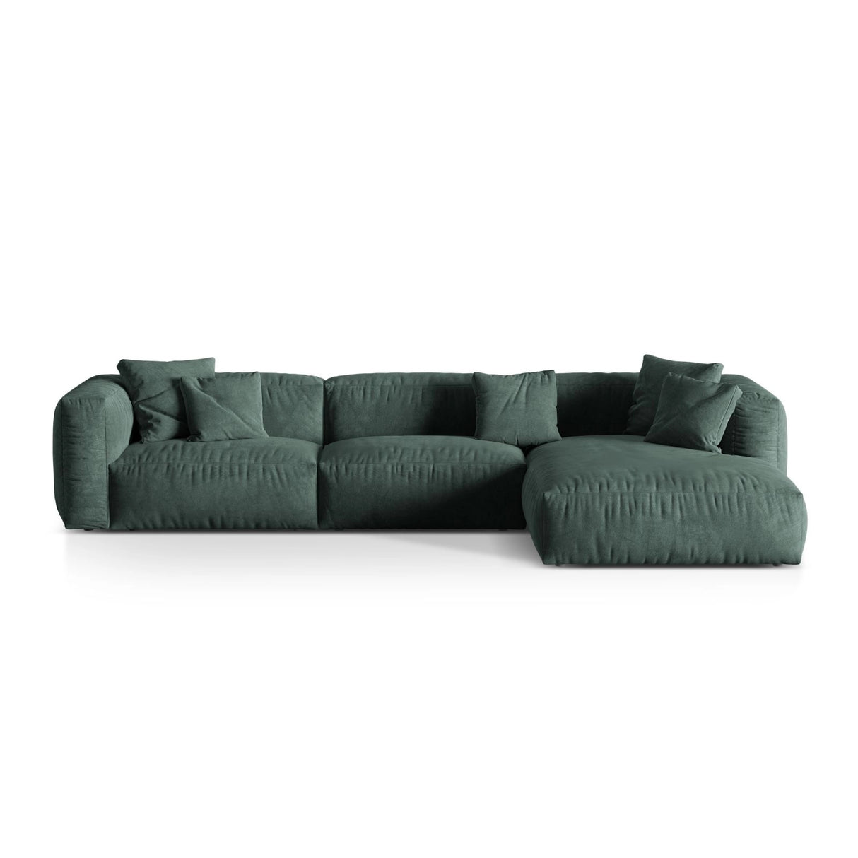 Martina modulares Ecksofa, Rechte Seite, Sitztiefe 76 cm, aus Samt in Petrol (Vogue 12), 330x176 cm von Micadoni – Bild 1