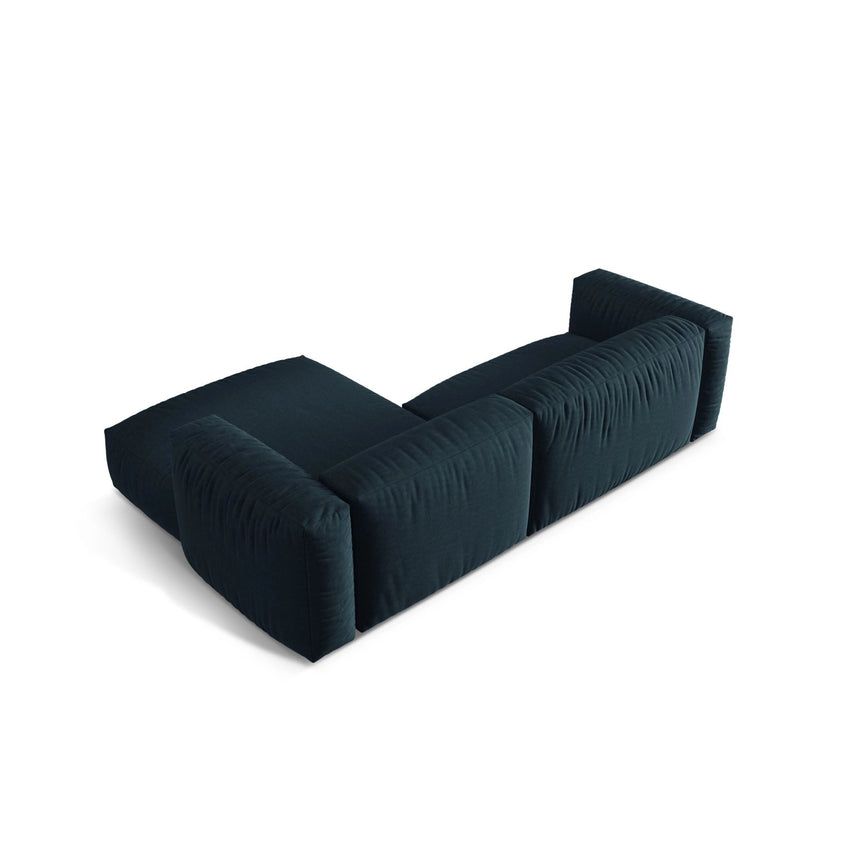 Martina modulares Ecksofa, Rechte Seite, Sitztiefe 76 cm, aus Strukturierter Stoff in Blau Jeans (Boston Ocean), 280x176 cm von Micadoni – Bild 5