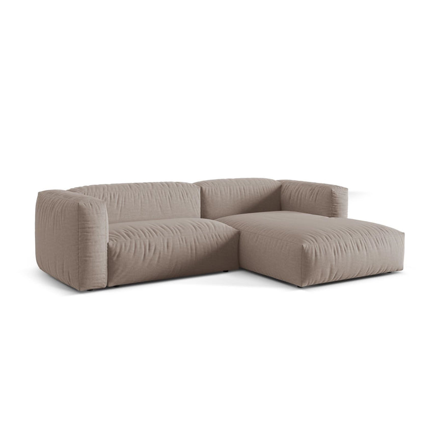 Martina modulares Ecksofa, Rechte Seite, Sitztiefe 76 cm, aus Strukturierter Stoff in Dunkelbeige (Boston Trufa), 280x176 cm von Micadoni – Bild 3