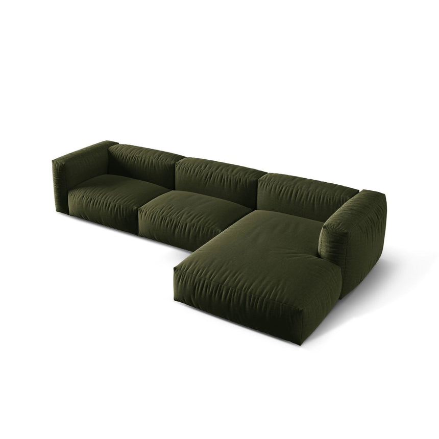 Martina modulares Ecksofa, Rechte Seite, Sitztiefe 76 cm, aus Strukturierter Stoff in Grün (Boston Forest), 330x176 cm von Micadoni – Bild 4