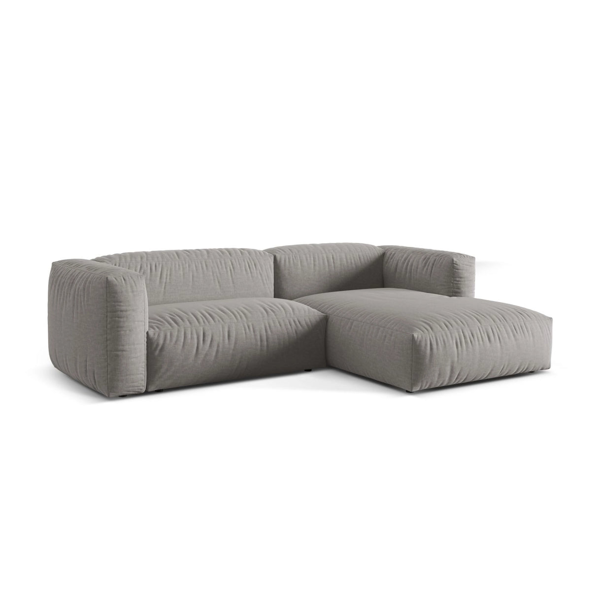 Martina modulares Ecksofa, Rechte Seite, Sitztiefe 76 cm, aus Strukturierter Stoff in Hellgrau (Boston Light Grey), 280x176 cm von Micadoni – Bild 3