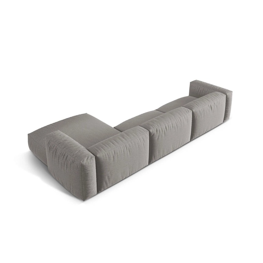 Martina modulares Ecksofa, Rechte Seite, Sitztiefe 76 cm, aus Strukturierter Stoff in Hellgrau (Boston Light Grey), 330x176 cm von Micadoni – Bild 5