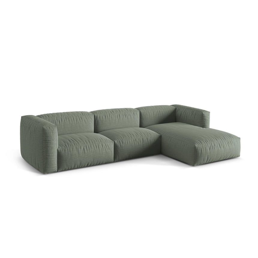 Martina modulares Ecksofa, Rechte Seite, Sitztiefe 76 cm, aus Strukturierter Stoff in Moosgrün (Boston Water Green), 330x176 cm von Micadoni – Bild 3