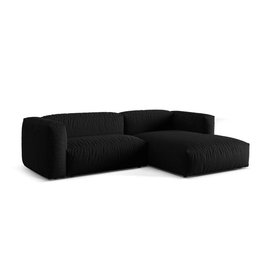 Martina modulares Ecksofa, Rechte Seite, Sitztiefe 76 cm, aus Strukturierter Stoff in Schwarz (Boston Black), 280x176 cm von Micadoni – Bild 3
