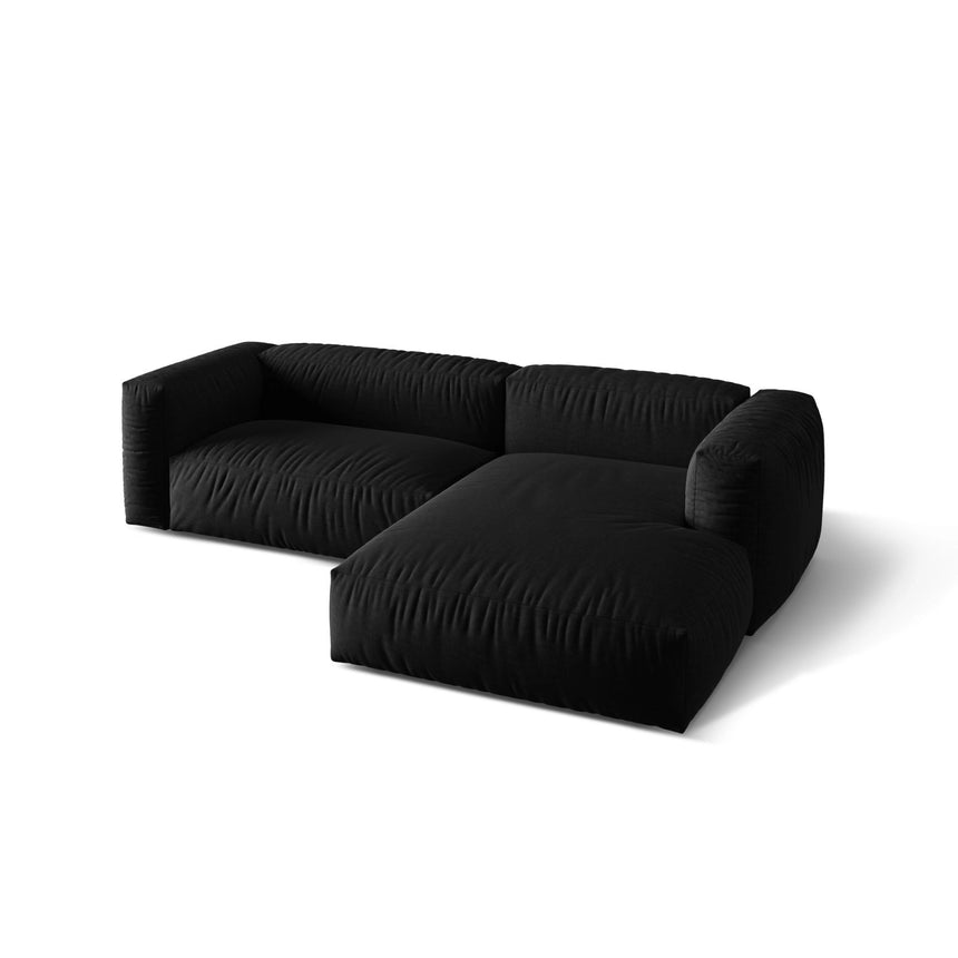Martina modulares Ecksofa, Rechte Seite, Sitztiefe 76 cm, aus Strukturierter Stoff in Schwarz (Boston Black), 280x176 cm von Micadoni – Bild 4