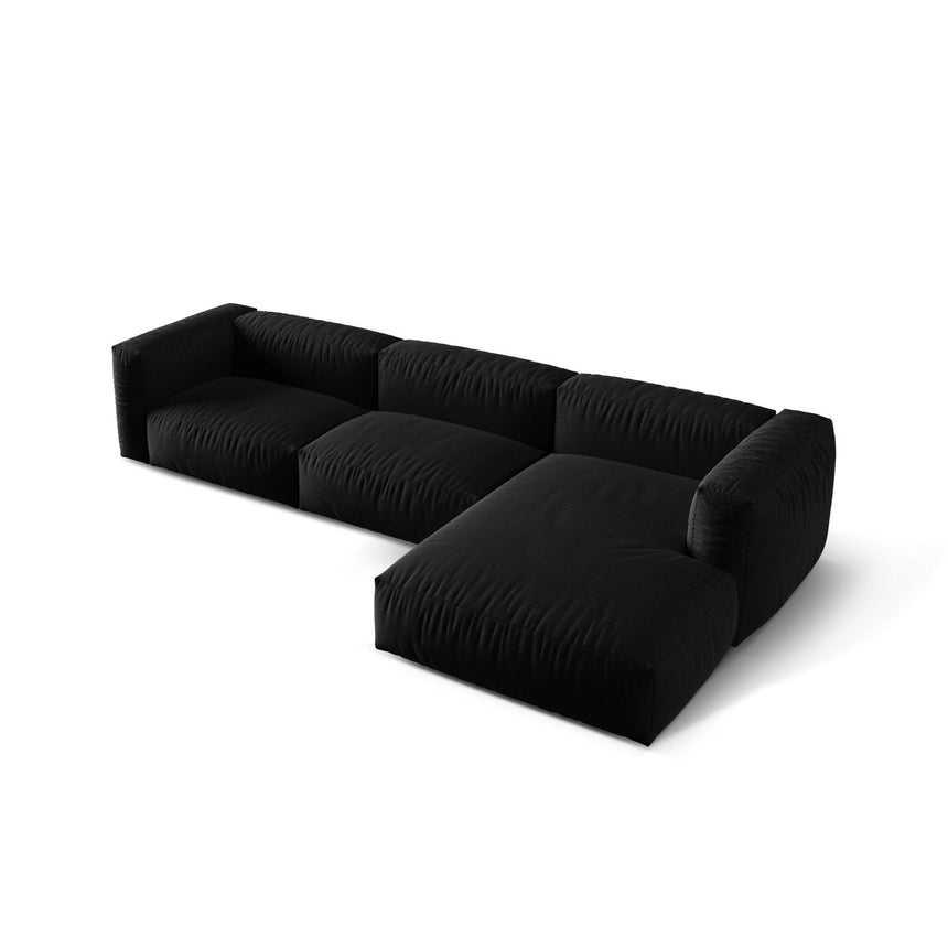 Martina modulares Ecksofa, Rechte Seite, Sitztiefe 76 cm, aus Strukturierter Stoff in Schwarz (Boston Black), 330x176 cm von Micadoni – Bild 4