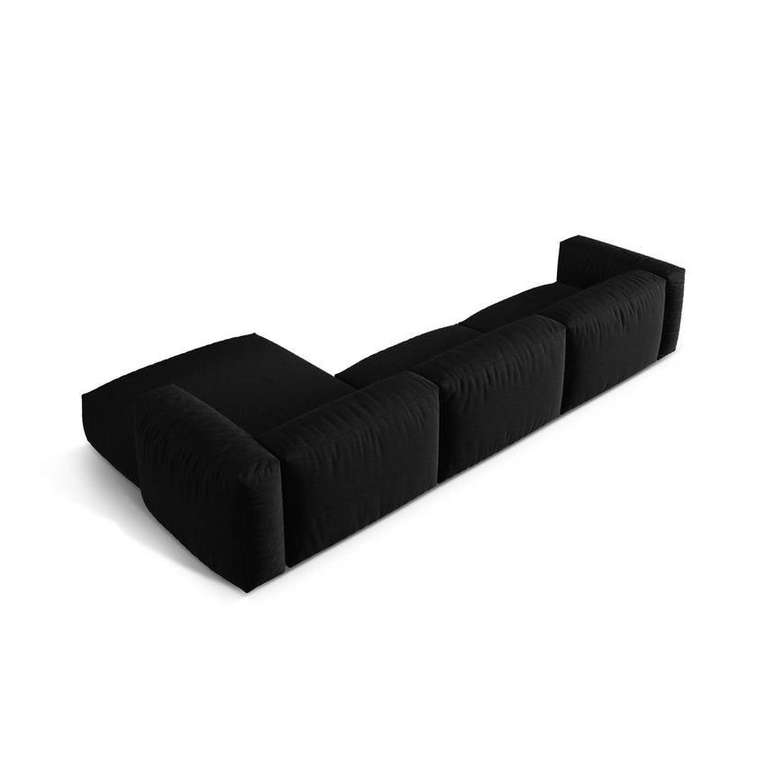 Martina modulares Ecksofa, Rechte Seite, Sitztiefe 76 cm, aus Strukturierter Stoff in Schwarz (Boston Black), 330x176 cm von Micadoni – Bild 5