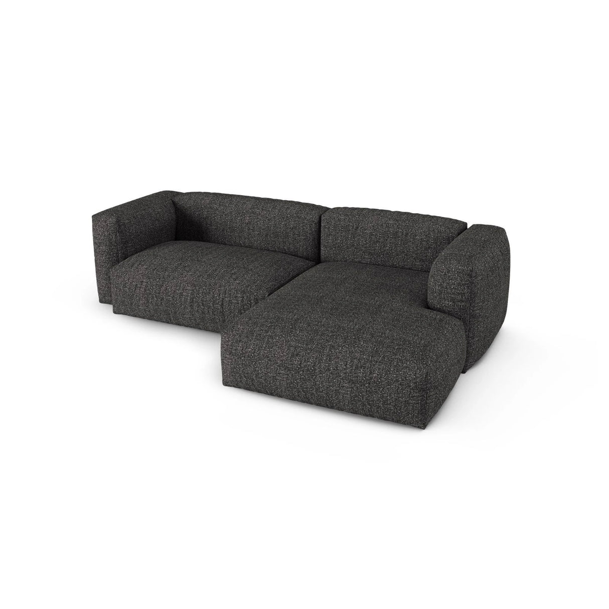 Martina modulares Ecksofa, Rechte Seite, Sitztiefe 90 cm, aus Boucle in Anthrazit (Monet Anthracite), 280x176 cm von Micadoni – Bild 4