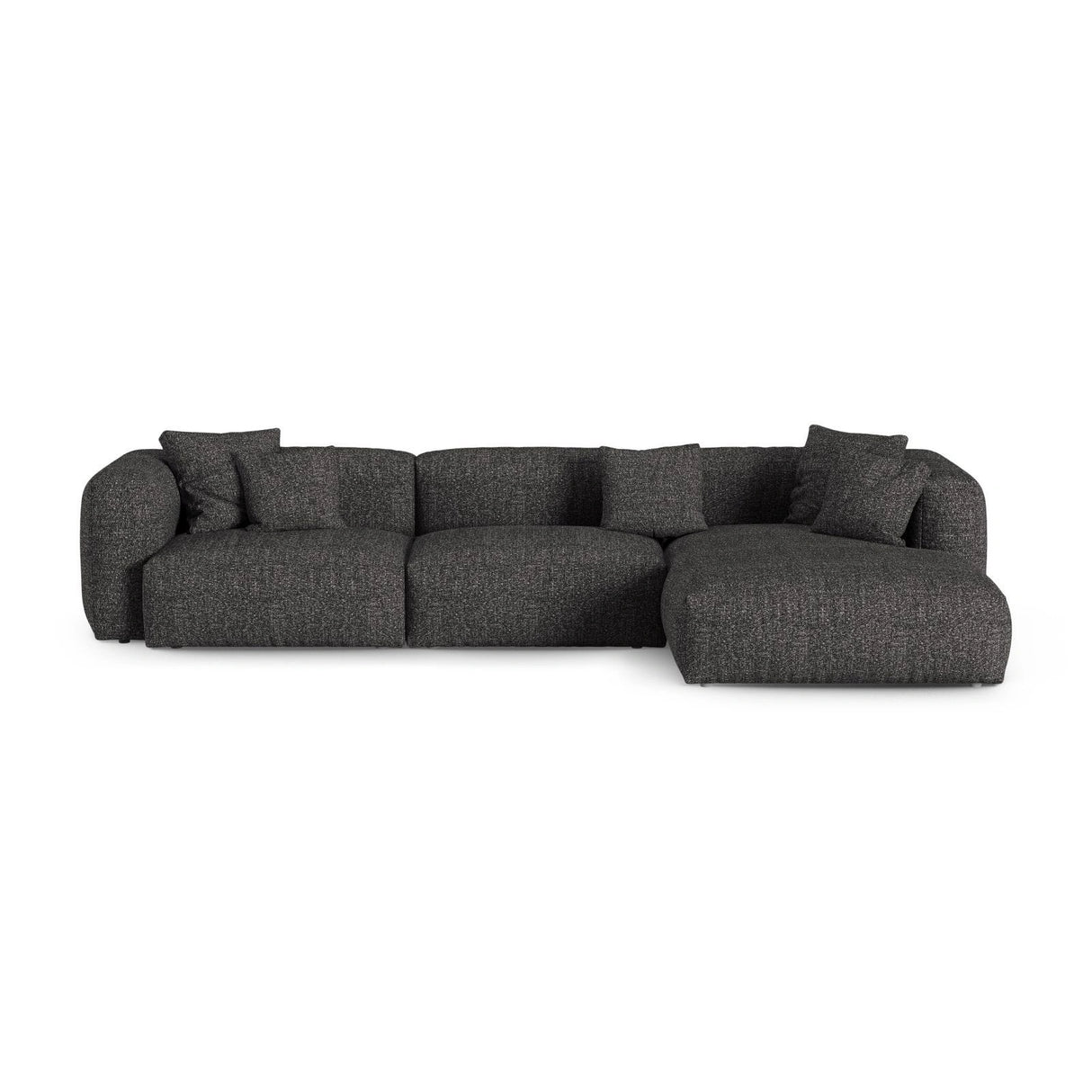 Martina modulares Ecksofa, Rechte Seite, Sitztiefe 90 cm, aus Boucle in Anthrazit (Monet Anthracite), 330x176 cm von Micadoni – Bild 1