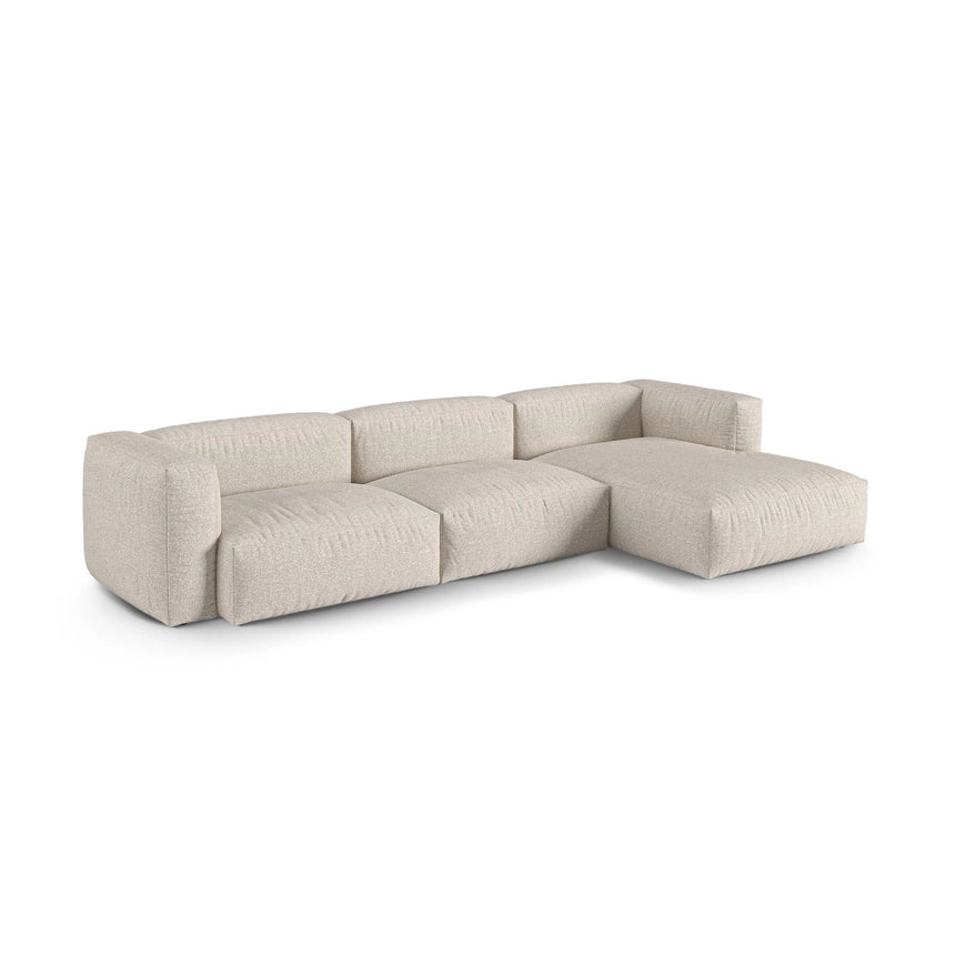 Martina modulares Ecksofa, Rechte Seite, Sitztiefe 90 cm, aus Boucle in Beige (Monet Sand), 330x176 cm von Micadoni – Bild 3