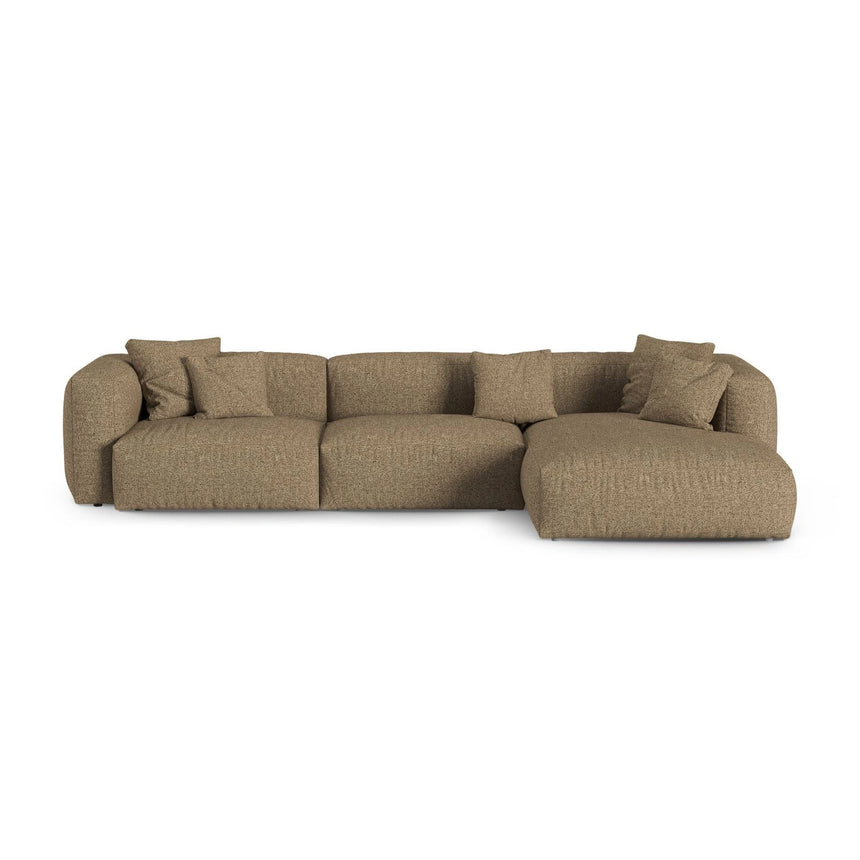Martina modulares Ecksofa, Rechte Seite, Sitztiefe 90 cm, aus Boucle in Cappuccino (Monet Cappucino), 330x176 cm von Micadoni – Bild 1