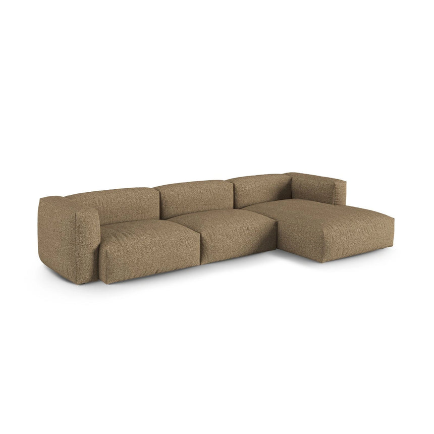 Martina modulares Ecksofa, Rechte Seite, Sitztiefe 90 cm, aus Boucle in Cappuccino (Monet Cappucino), 330x176 cm von Micadoni – Bild 3