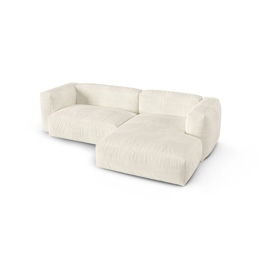 Martina modulares Ecksofa, Rechte Seite, Sitztiefe 90 cm, aus Boucle in Elfenbein (Monet Nata), 280x176 cm von Micadoni – Bild 4