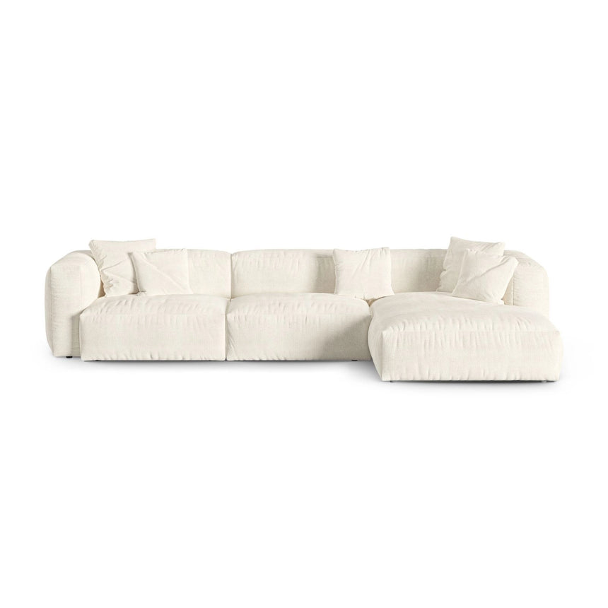 Martina modulares Ecksofa, Rechte Seite, Sitztiefe 90 cm, aus Boucle in Elfenbein (Monet Nata), 330x176 cm von Micadoni – Bild 1