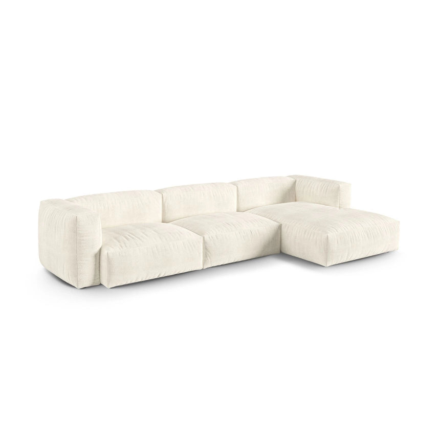 Martina modulares Ecksofa, Rechte Seite, Sitztiefe 90 cm, aus Boucle in Elfenbein (Monet Nata), 330x176 cm von Micadoni – Bild 3