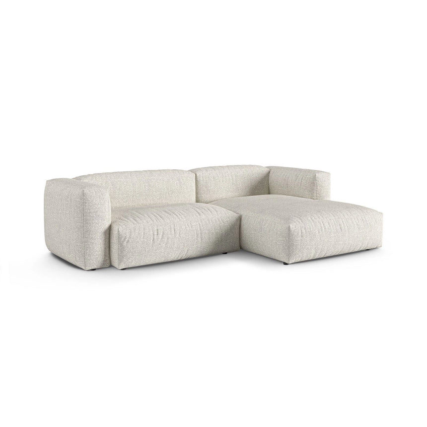 Martina modulares Ecksofa, Rechte Seite, Sitztiefe 90 cm, aus Boucle in Grau Beige meliert (Monet Pearl), 280x176 cm von Micadoni – Bild 3