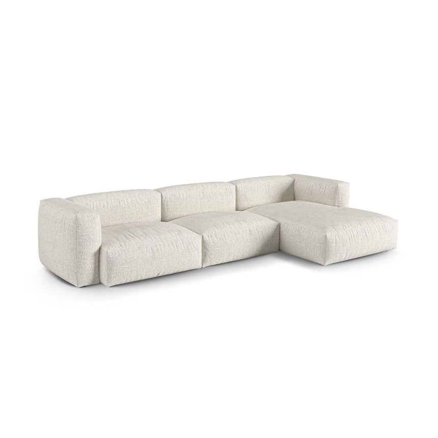Martina modulares Ecksofa, Rechte Seite, Sitztiefe 90 cm, aus Boucle in Grau Beige meliert (Monet Pearl), 330x176 cm von Micadoni – Bild 3