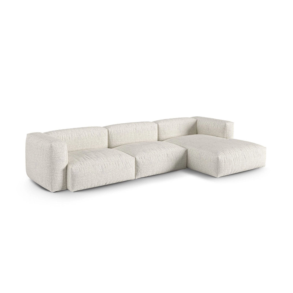 Martina modulares Ecksofa, Rechte Seite, Sitztiefe 90 cm, aus Boucle in Grau Beige meliert (Monet Pearl), 330x176 cm von Micadoni – Bild 3