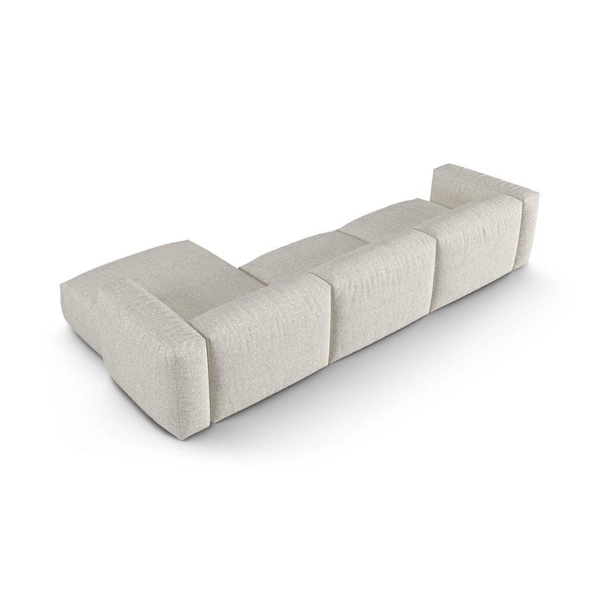 Martina modulares Ecksofa, Rechte Seite, Sitztiefe 90 cm, aus Boucle in Grau Beige meliert (Monet Pearl), 330x176 cm von Micadoni – Bild 5