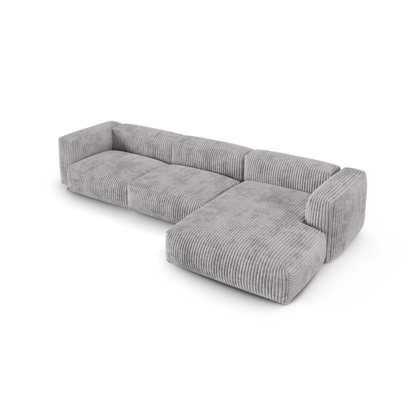 Martina modulares Ecksofa, Rechte Seite, Sitztiefe 90 cm, aus Cord in Hellgrau (Tilia 86), 330x176 cm von Micadoni – Bild 4