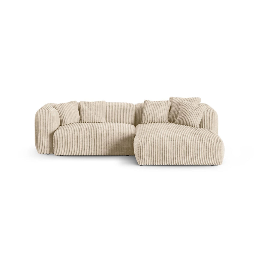 Martina modulares Ecksofa, Rechte Seite, Sitztiefe 90 cm, aus Cord in Leichtes Beige (Tilia 03), 280x176 cm von Micadoni – Bild 1