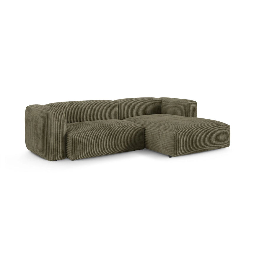 Martina modulares Ecksofa, Rechte Seite, Sitztiefe 90 cm, aus Cord in Moosgrün (Tilia 37), 280x176 cm von Micadoni – Bild 3