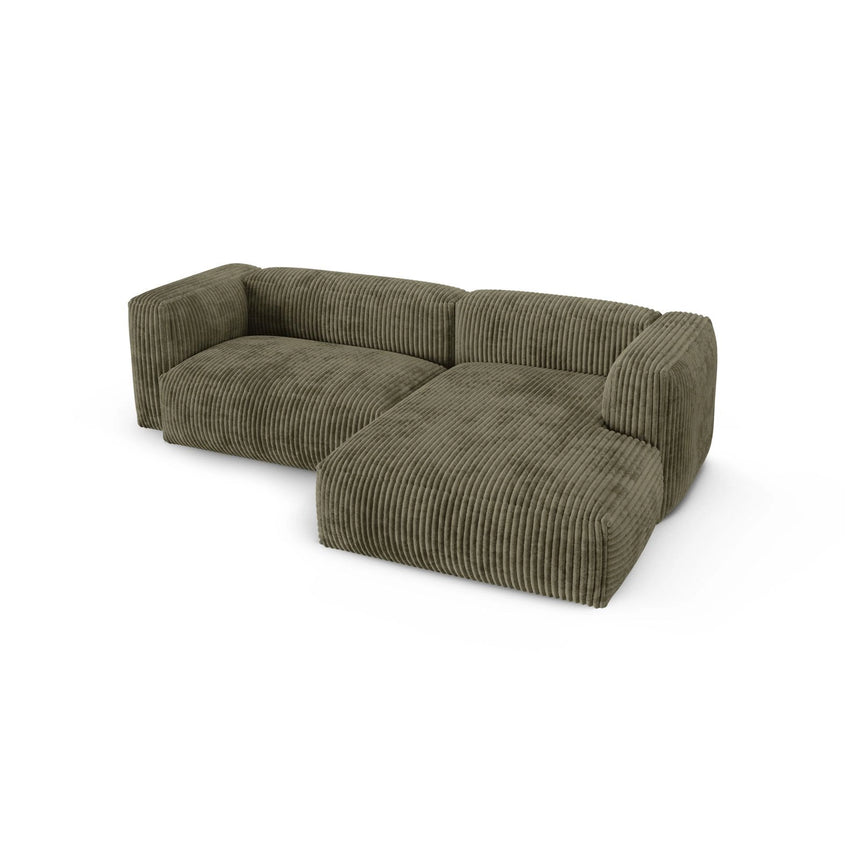 Martina modulares Ecksofa, Rechte Seite, Sitztiefe 90 cm, aus Cord in Moosgrün (Tilia 37), 280x176 cm von Micadoni – Bild 4