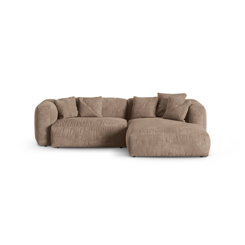Martina modulares Ecksofa, Rechte Seite, Sitztiefe 90 cm, aus Samt in Dunkelbeige (Vogue 3), 280x176 cm von Micadoni – Bild 1