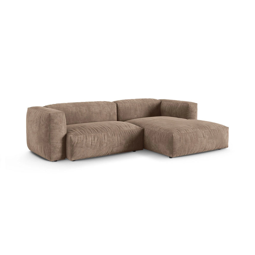 Martina modulares Ecksofa, Rechte Seite, Sitztiefe 90 cm, aus Samt in Dunkelbeige (Vogue 3), 280x176 cm von Micadoni – Bild 3