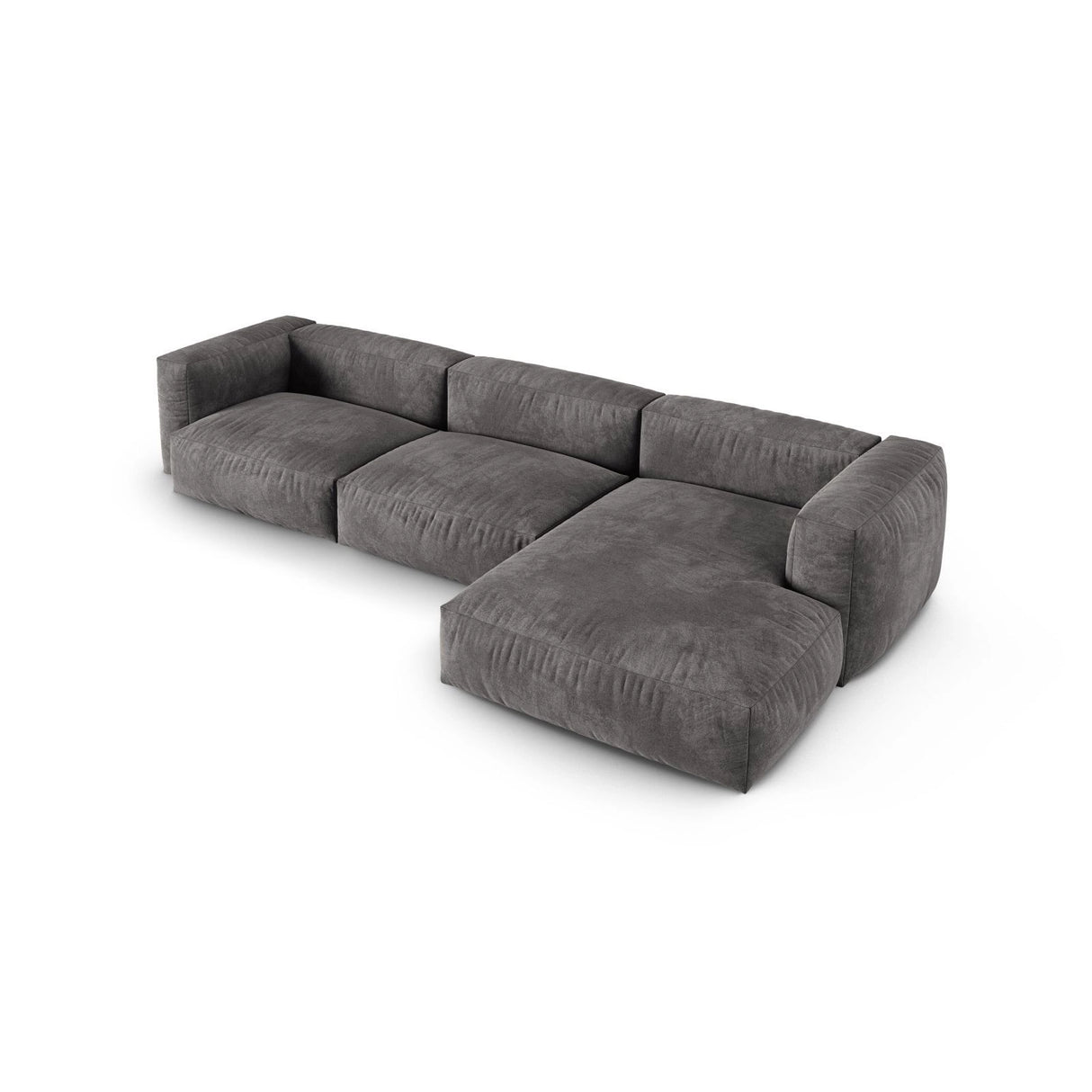 Martina modulares Ecksofa, Rechte Seite, Sitztiefe 90 cm, aus Samt in Grau (Vogue 15), 330x176 cm von Micadoni – Bild 4