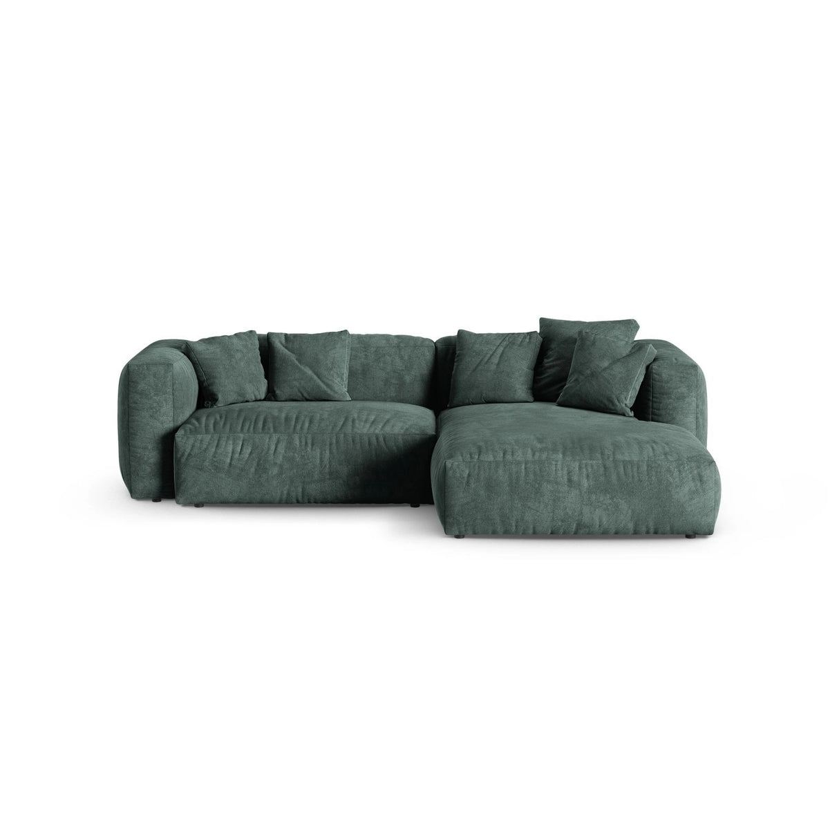 Martina modulares Ecksofa, Rechte Seite, Sitztiefe 90 cm, aus Samt in Petrol (Vogue 12), 280x176 cm von Micadoni – Bild 1