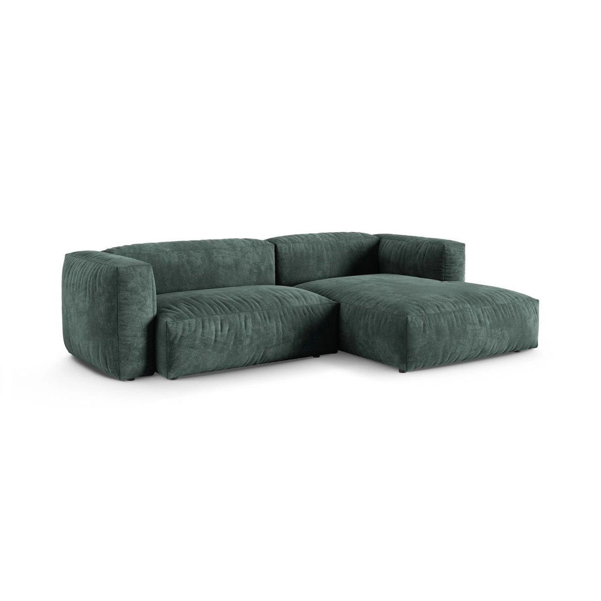 Martina modulares Ecksofa, Rechte Seite, Sitztiefe 90 cm, aus Samt in Petrol (Vogue 12), 280x176 cm von Micadoni – Bild 3