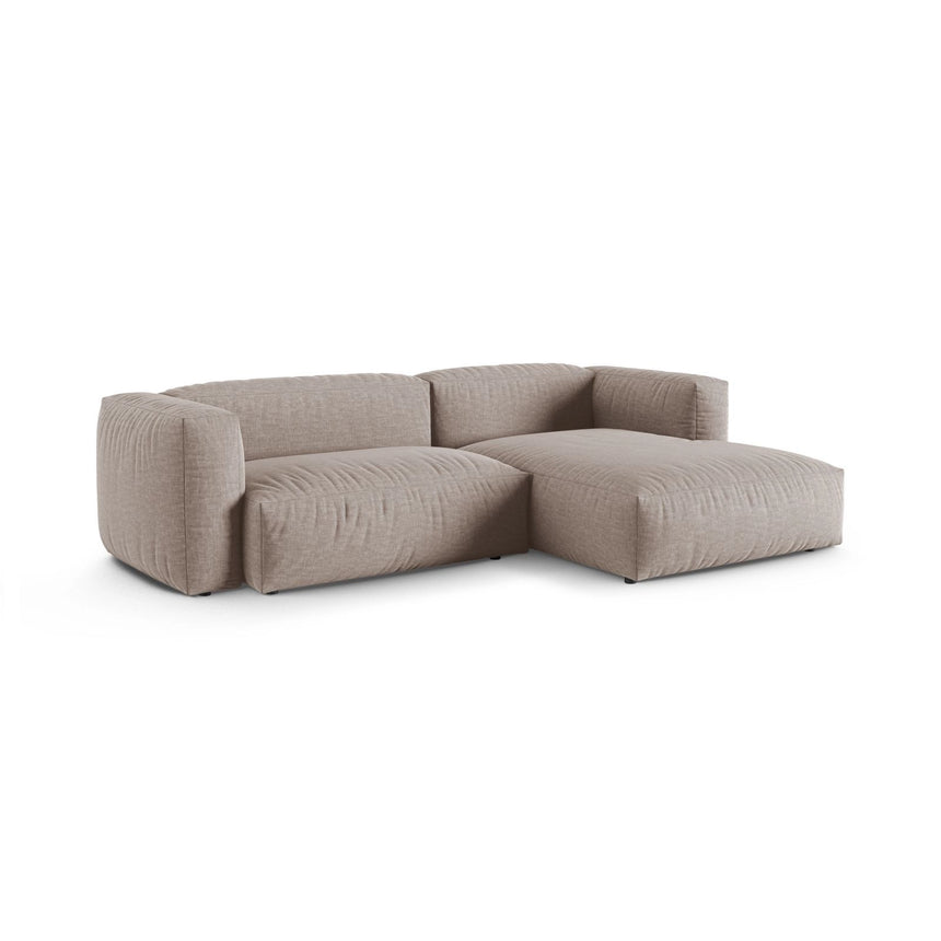 Martina modulares Ecksofa, Rechte Seite, Sitztiefe 90 cm, aus Strukturierter Stoff in Dunkelbeige (Boston Trufa), 280x176 cm von Micadoni – Bild 3