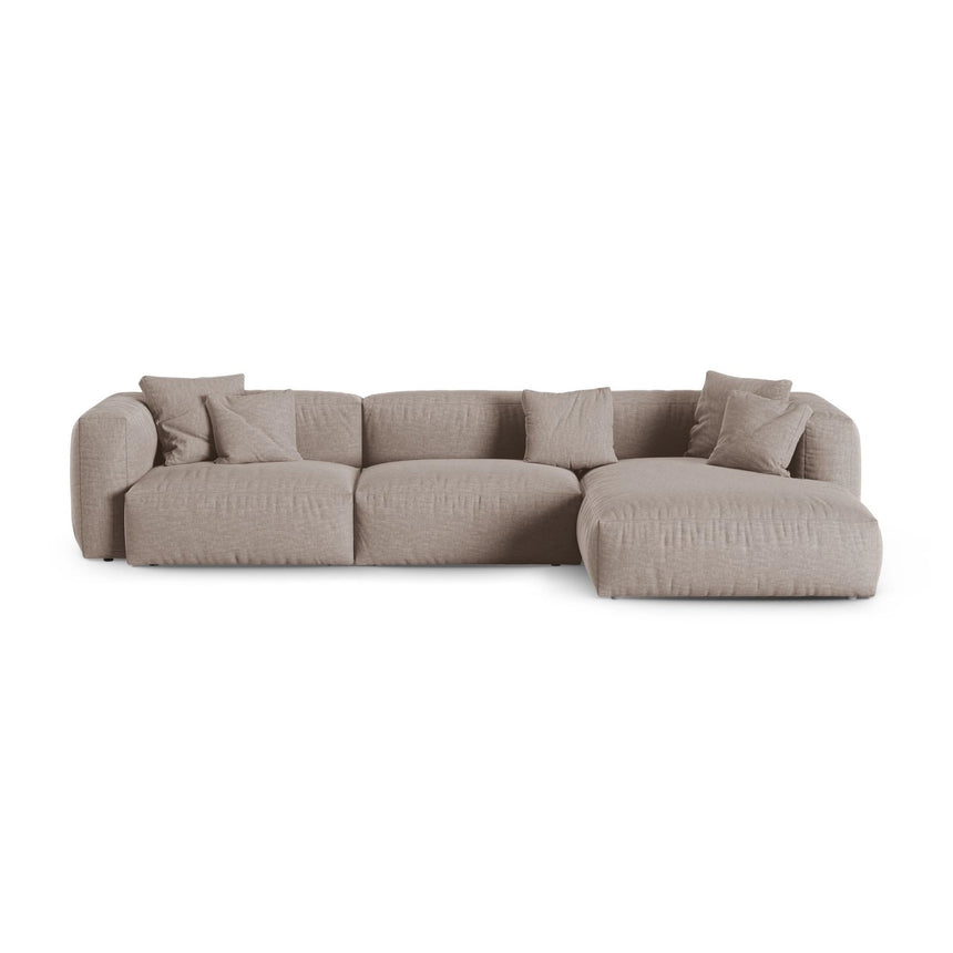 Martina modulares Ecksofa, Rechte Seite, Sitztiefe 90 cm, aus Strukturierter Stoff in Dunkelbeige (Boston Trufa), 330x176 cm von Micadoni – Bild 1