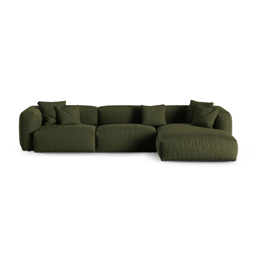 Martina modulares Ecksofa, Rechte Seite, Sitztiefe 90 cm, aus Strukturierter Stoff in Grün (Boston Forest), 330x176 cm von Micadoni – Bild 1